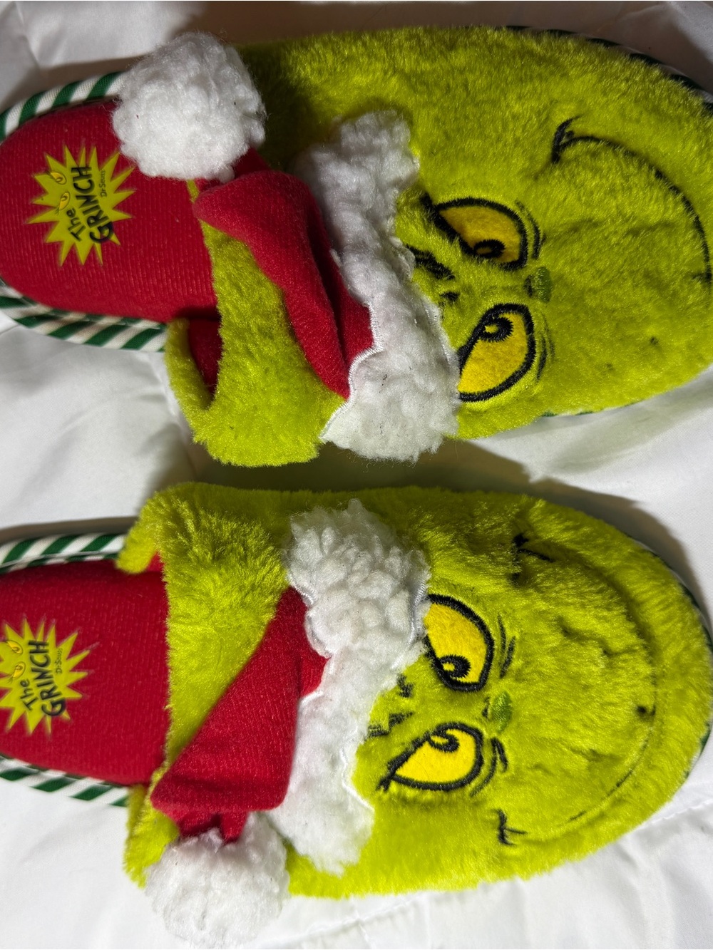 Kids Grinch Plush Slippers in Green